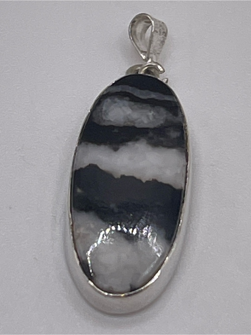 Sterling Silver Black and White Buffalo Pendant 925